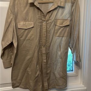 Shimmery 3/4 sleeve chico’s linen cotton blend blouse